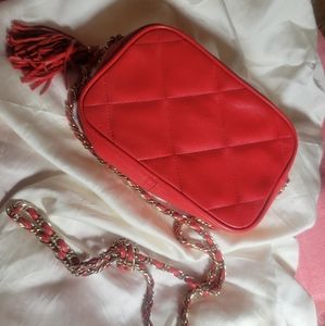 Quilted Saks Fifth Avenue Red & Gold Bag